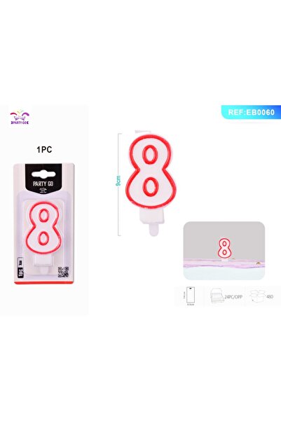 MC Micostore Birthday candles for cake PartyGo number 8, 7cm, red, EB0060