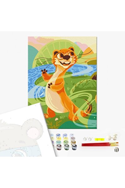 Brushme Set Pictura pe numere 30x40cm, - Suricata - panza, cadru de lemn, pen...
