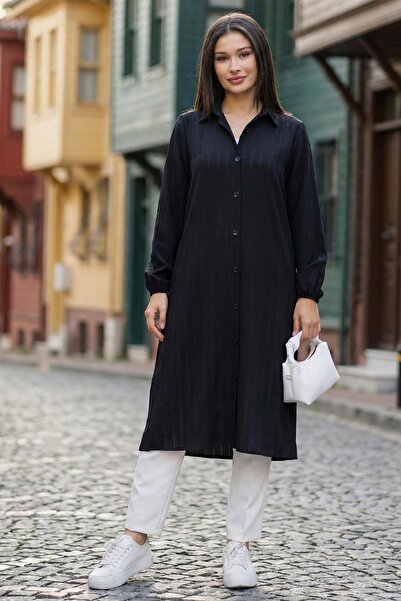SENSTIL Buttoned Long Shirt Black Ss2109