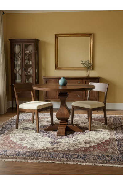 Gazzini Furniture Orleans Fransız Still Yuvarlak Ahşap Yemek Masası 100x100