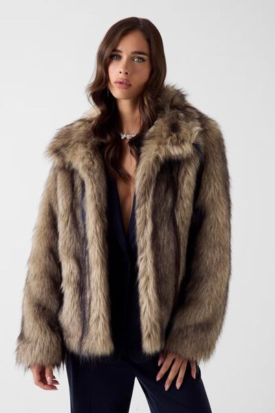 Guess Women's Brown Faux Fur Jacket