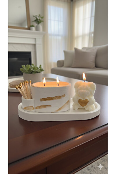 LadyBug Store Gold detaylı 3 parçadan olusan şık dekoratif modern taştan set ...