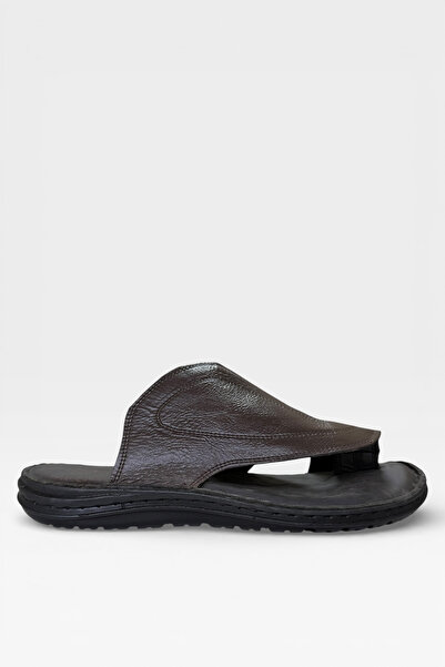 Liger Men's Genuine Leather Flip Flops Brown