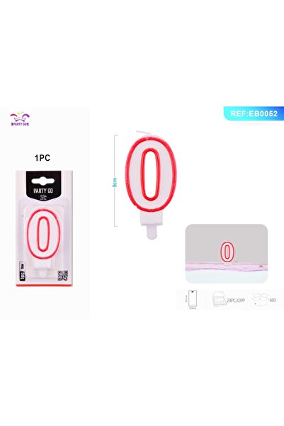 MC Micostore Birthday candles for cake PartyGo number 0, 7cm, red, EB0052