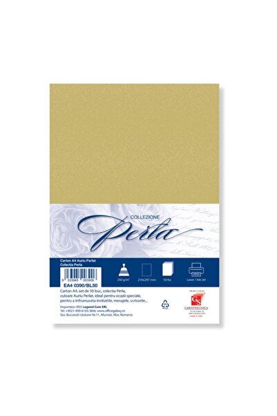 Colorarte Special colored cardboard A4 Perla, 250g/sqm, pearl gold, top 50 sh...