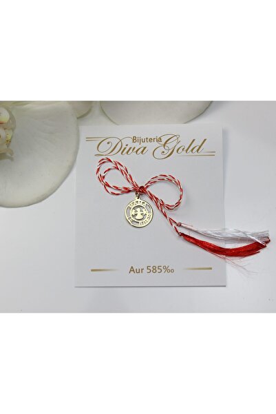 Diva Gold Pandantiv din aur Mărțișor I Love You Mom