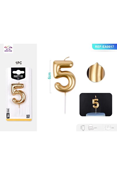 MC Micostore Birthday candles for cake PartyGo number 5, 6cm, gold, EA0017