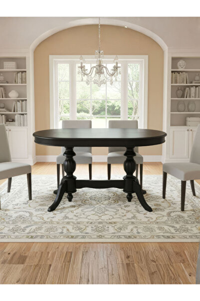 Gazzini Furniture Montclair Çift Baba Ayaklı Masif Ahşap Oval Yemek Masası 90...