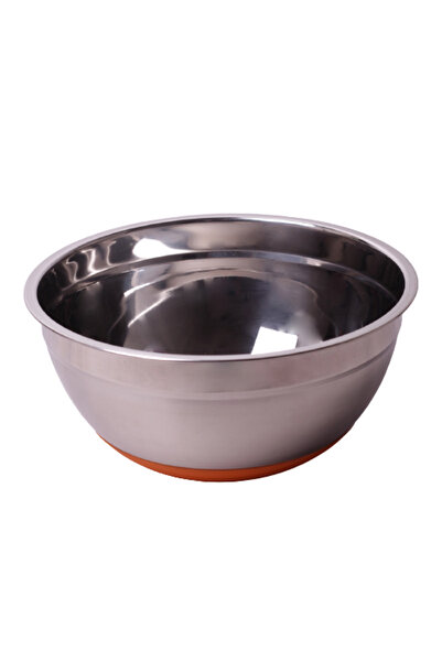 Kamille Stainless steel bowl, with non-slip silicone bottom, 24 cm, Silver / Red
