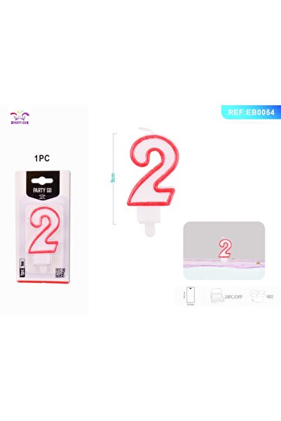 MC Micostore PartyGo birthday cake candles number 2, 7cm, red, EB0054