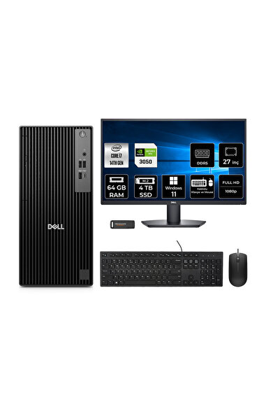 Dell Pro Tower QCT1250 i7 14700 RTX 3050 64GB RAM 4TB SSD 27" FHD Win11 Pro Q...