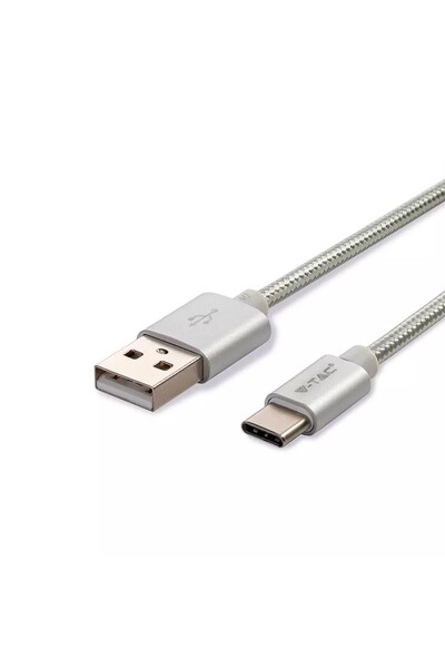 OEM Cablu USB TYPE C 1m argintiu 2.4A PLATINUM EDITION V-Tac SKU-8492