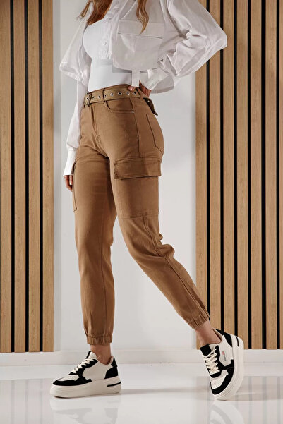 Zaira Women's Cargo Jeans Mara Khaki #A604 - XL