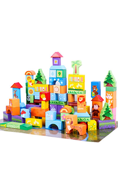 OEM Set cuburi din lemn cu animale pentru copii – Joc educativ de construcție...