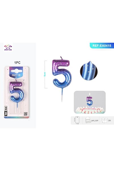 MC Micostore Birthday candles for cake PartyGo number 5, 6cm, purple / blue, ...