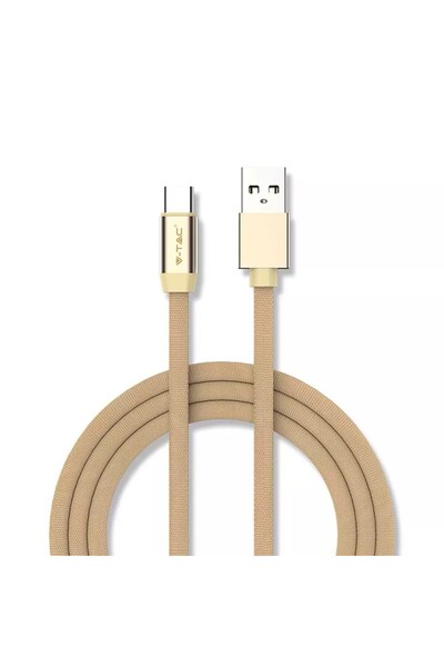 OEM USB TYPE C кабел 1 м плосък златен 2.4A RUBY EDITION V-Tac SKU-8499
