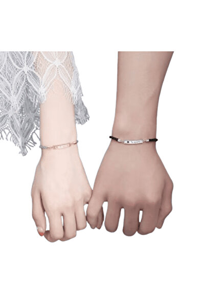 CRM Set brățări pentru cupluri, CRM, Te Quiero, reglabile, negru și gri