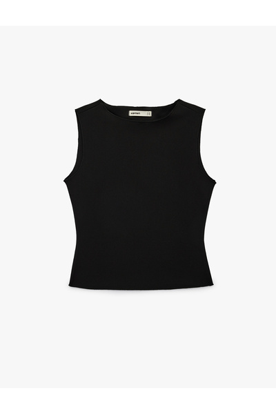 Koton Krep Scuba Slim Fit Crew Neck Sleeveless Blouse