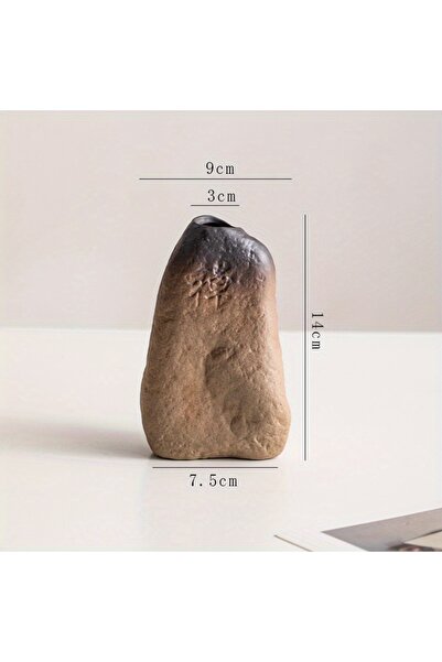 Choice مزهرية سيراميك فريدة على شكل حجر بتصميم ريفي للزهور الطازجة والمجففة و...