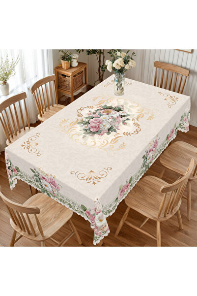Choice5 مفرش مفرش طاولة مستطيل (140 × 180) سم H067، قطعة واحدة، بنقشة زهور رب...