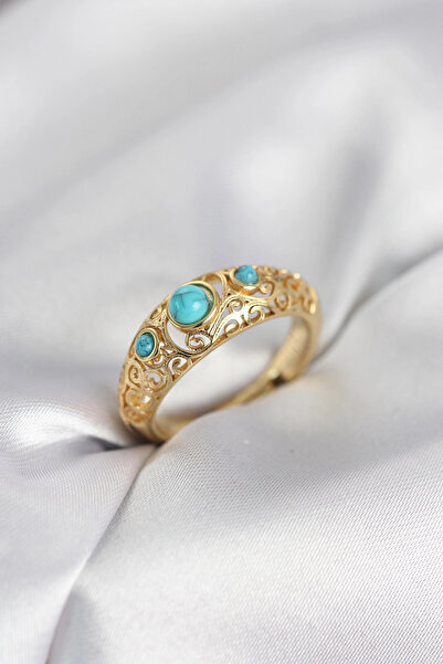 lowell home Vintage Model Blue Stone Gold Color Women's Ring