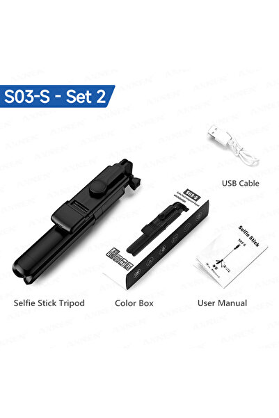 Choice1 S03-S AXNEN S03 عصا سيلفي محمولة باليد مع حامل ثلاثي القوائم لاسلكي ل...