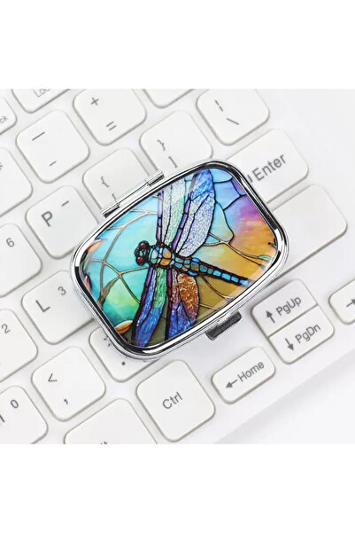 Choice4 حقيبة سفر بتصميم اليعسوب، صندوق تخزين معدني لطيف ملون للأدوية - خزانة...