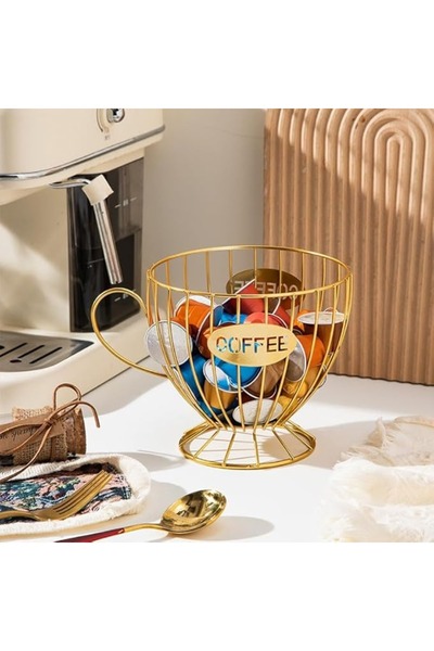 Choice1 حامل كبسولات قهوة ذهبي، صندوق تخزين كبير لكبسولات K-Cup، سلة كبسولات ...