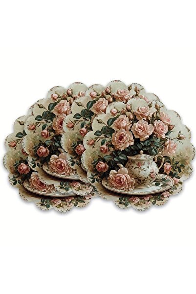 Choice 4pc38X38CM(1X1FT VIKAMA 4PC Rose Flower Meal Mat Pink Rose Dining Tabl...