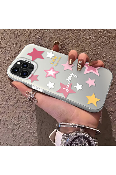 Hontinga حافظة هاتف آيفون 16 برو متوافقة مع نمط النجوم الملونة، مصنوعة من الس...