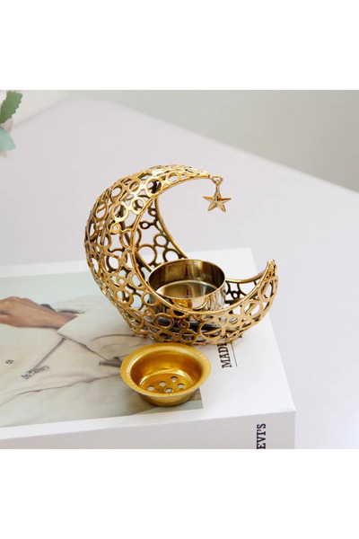 Choice Gold Moon Candle Holder Metal Christmas Decoration Romantic Light Luxu...