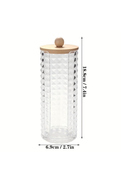 Choice حامل وسادات قطن للمكياج من أكريليك الشفاف، منظم وموزع وسادات قطن نمط م...