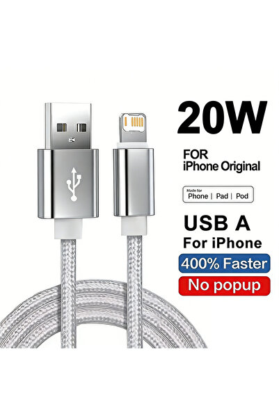 Choice14 كابل USB فضي مضفر من النايلون، بطول 1.5 متر، للشحن السريع، متوافق مع...