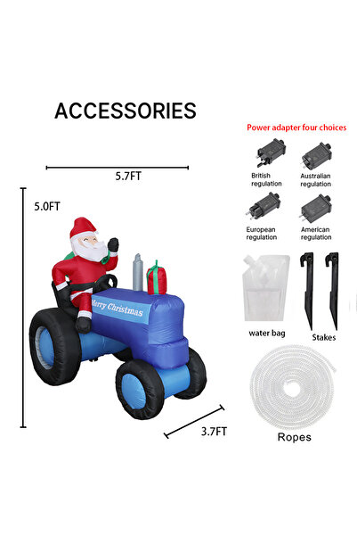 Choice لعبة جرار سانتا القابلة للنفخ EU 78HW-165XF23091 بطول 5.41 قدم - هدايا...