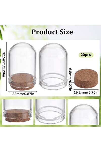 choice2 AECH06-10307، 20 قطعة من زجاجات زجاجية شفافة صغيرة سعة 8 مل مع قاعدة ...