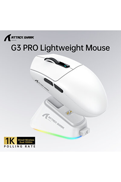 Choice فأرة الألعاب G3PRO البيضاء ATTACK SHARK G3 PRO فائقة الخفة بثلاثة أوضا...