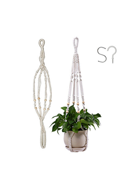 Choice1 WHITE Macrame Plant Hanger Net Hanging Flower Pot Holders Indoor Outd...