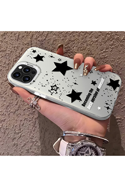 Hontinga حافظة هاتف آيفون 15 برو متوافقة مع نمط النجوم من السيليكون ذات الحوا...