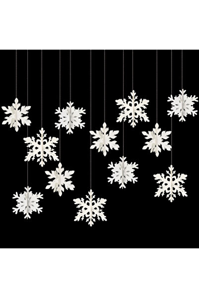 Choice1 6 قطع - 6 قطع من زينة ندفات الثلج ثلاثية الأبعاد البيضاء/الليزر المعل...