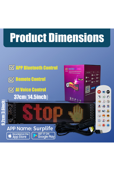 choice2 16x64 LEDs 9x37 CM AI Voice Control LED Display, Pixel Panel Lights, ...