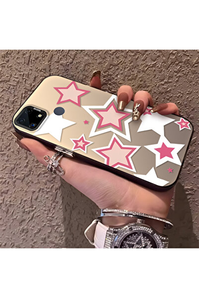 Hontinga حافظة هاتف Realme C25 متوافقة مع نمط النجوم الملونة من السيليكون ذات...