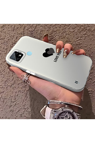 Hontinga حافظة هاتف Realme C21 متوافقة مع نمط القلب من السيليكون ذات حافة صلب...