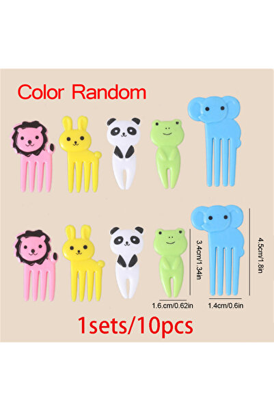 Choice1 النمط 2، 10 قطع من شوك الفاكهة الصغيرة اللطيفة على شكل حيوانات كرتوني...