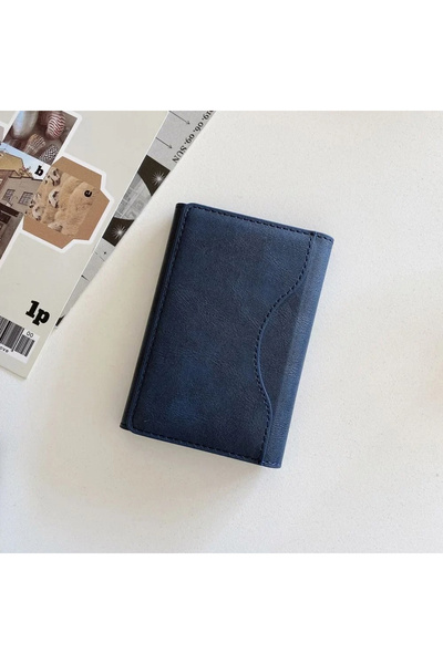 Choice3 محفظة هاتف مغناطيسية ثلاثية الطي زرقاء اللون، جلد البولي يوريثان، حام...