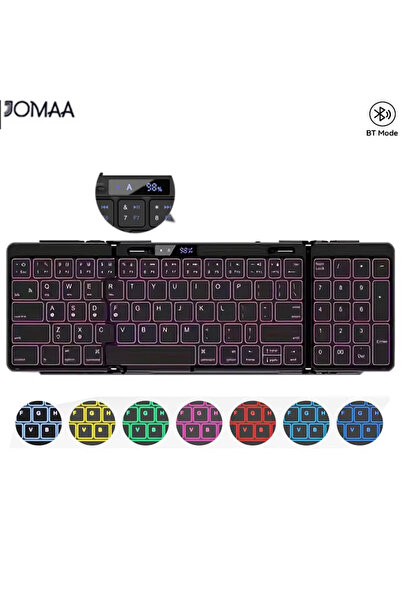 choice2 لوحة مفاتيح إسبانية سوداء قابلة للطي بإضاءة خلفية، لوحة مفاتيح لاسلكي...