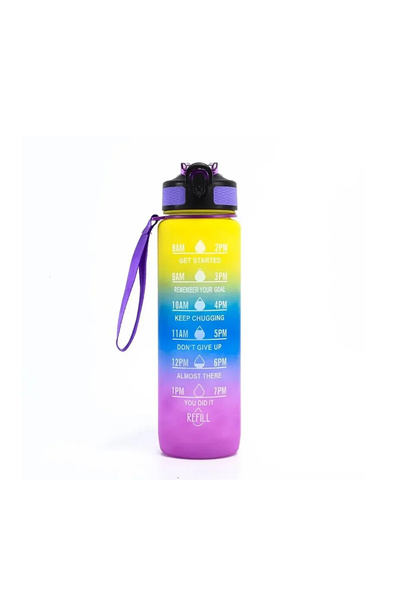 Choice4 زجاجات مياه تحفيزية سعة 1000 مل (أصفر، أزرق، بنفسجي) مزودة بمؤشر زمني...