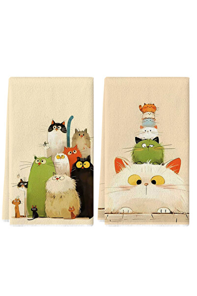Choice 2pcs Transparent 2Pcs, Cute Cat-Themed Kitchen Towels, 40Cm*60Cm Towel...