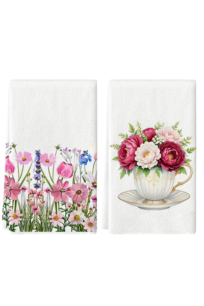 Choice 2pcs MULTI 2Pcs, Peony Kitchen Towels, 40Cm*60Cm Towel Set, Super Abso...