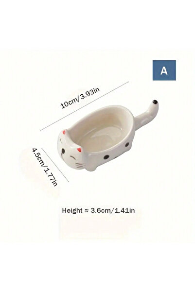 Choice A Cute Cat Seasoning Dish Ceramic Seasoning Dipping Dish Chopstick Hol...