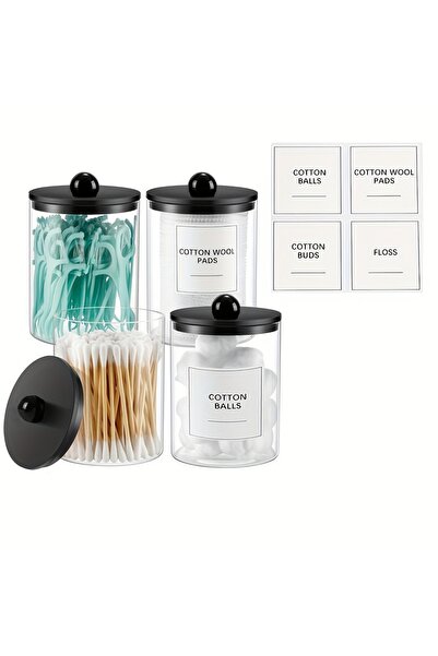 Choice 4pcs clear Qtip Holder Dispenser for Bathroom - 10 oz Clear Canister A...